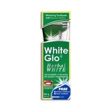 White Glo, Herbal White Toothpaste, wybielająca ziołowa pasta do zębów, 100 ml + szczoteczka do zębów