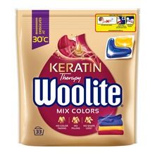 Woolite, Keratin Therapy, Mix Colors, kapsułki do prania ochrona koloru z keratyną, 33 szt.