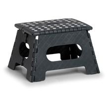 Zeller, składany stołek antypoślizgowy, 35-28-22 cm, ciemno-szary