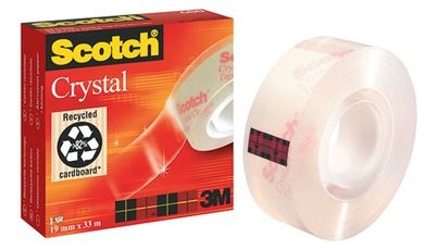 3M-Scotch, Crystal Clear, taśma biurowa, transparentna, 19 mm, 33m, w pudełku