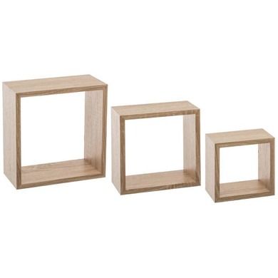 5five Simply Smart, komplet trzech półek dekoracyjnych ściennych, Cube S, naturalny dąb