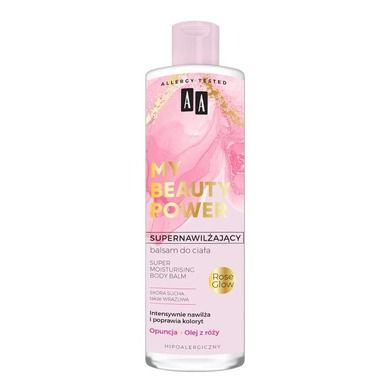 AA, My Beauty Power, supernawilżający balsam do ciała, opuncja i olej z róży, 400 ml