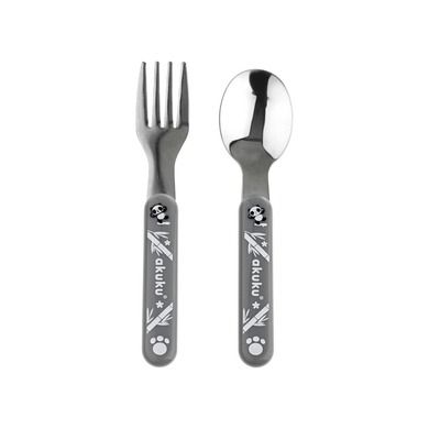 Akuku, zestaw sztućców metalowych, grey