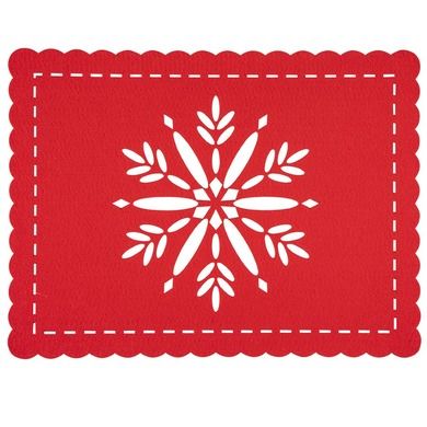 Altom Design, mata filcowa, prostokątna, Śnieżynka, czerwona, 40-30 cm