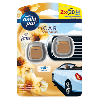 Ambi Pur, Car Gold Orchid, samochodowy odświeżacz powietrza, klips, 2 szt.