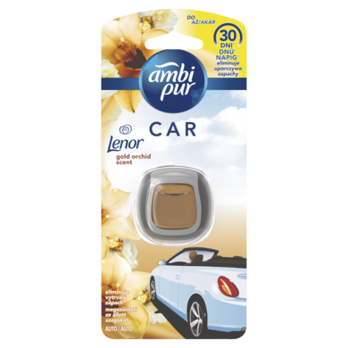 Ambi Pur, Car, samochodowy odświeżacz powietrza z zapachem Gold Orchid, 2 ml, zestaw startowy