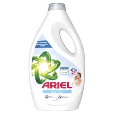 Ariel, Sensitive Skin Clean & Fresh, płyn do prania, 34 prania