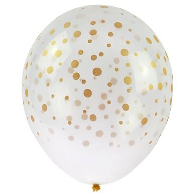 Arpex, balony transparentne z nadrukiem, konfetti, 30 cm, 5 szt.