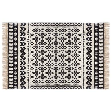 Atmosphera, dywan bawełniany z etnicznym motywem, orientalny nadruk, biało-czarny, 120-170 cm