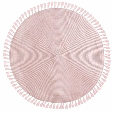 Atmosphera for kids, okrągły dywan dekoracyjny, Lurex, Ø 90 cm z frędzlami, różowy