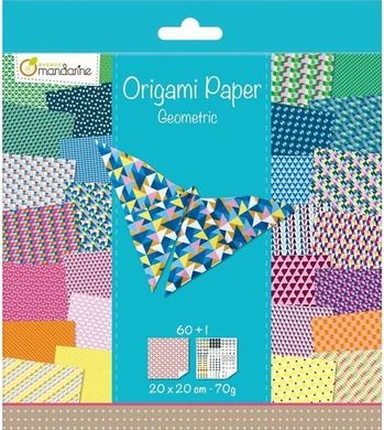 Avenue Mandarine, Geometria, papier do origami, 20-20 cm, 60 arkuszy