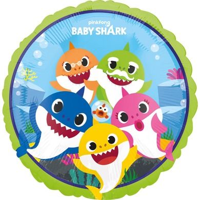 Baby Shark, balon foliowy urodzinowy, rekiny, 43 cm