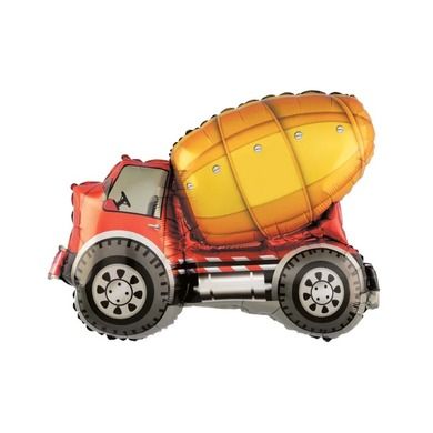 Balon foliowy, betoniarka, samochód ciężarowy