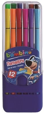 Bambino, flamastry w plastikowym pudełku, 12 kolorów