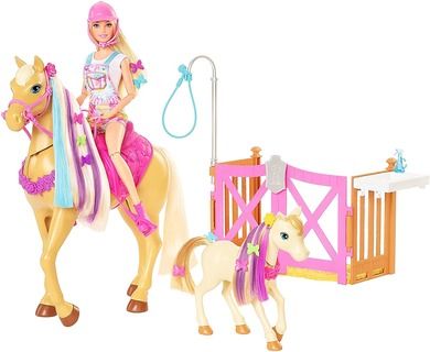 Barbie, Koniki, Stylizacja i opieka, zestaw z lalką i akcesoriami