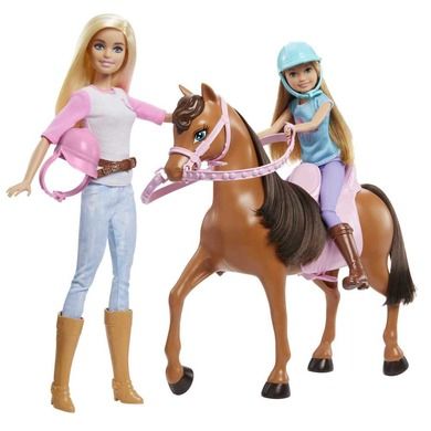 Barbie, Lekcja jazdy konnej, 2 lalki + konik, zestaw