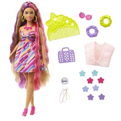 Barbie, Totally Hair, Kwiaty, lalka z akcesoriami