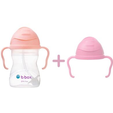 B.Box, zestaw: bidon ze słomką, Tutti Frutti + pokrywka do bidonu, Kwiat Wiśni, 240 ml