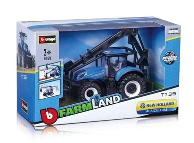 Bburago, New Holland T7 315, traktor z ładowarką kłód, niebieski