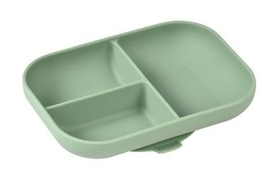 Beaba, silikonowy talerzyk z przyssawką, trójdzielny, sage green