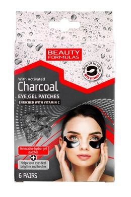 Beauty Formulas, Charcoal, Żelowe Płatki pod oczy z aktywnym węglem, 6 szt.