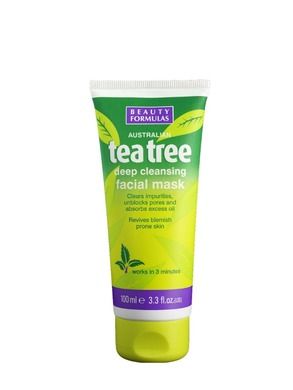 Beauty Formulas, Tea Tree, maska glinkowa głęboko oczyszczająca, 100 ml