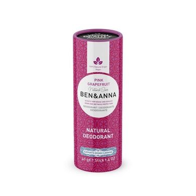 Ben&Anna, Natural Soda Deodorant, naturalny dezodorant na bazie sody, sztyft kartonowy, Pink Grapefruit, 40 g