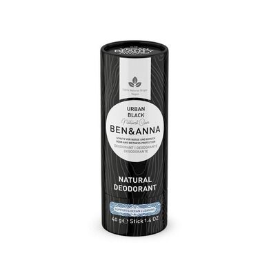 Ben&Anna, Natural Soda Deodorant, naturalny dezodorant na bazie sody sztyft kartonowy, Urban Black, 40 g