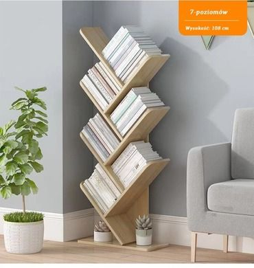 Biblioteczka, regał na książki w kształcie drzewa, 7-poziomowa