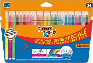 Bic Kids, Couleur, flamastry, 20 kolorów + 4 kolory fluorescencyjne