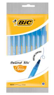 Bic, Round Stic Classic, długopis, niebieski, 8 szt.