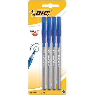Bic, Round Stic Exact, długopis, niebieski, 4 szt.