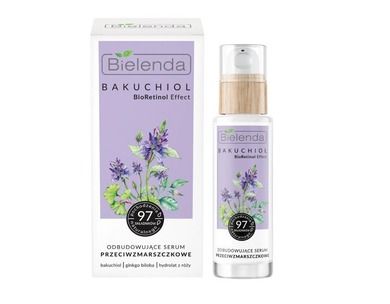 Bielenda, Bakuchiol Bioretinol Effect, odbudowujące serum przeciwzmarszczkowe na dzień i noc, 30 ml
