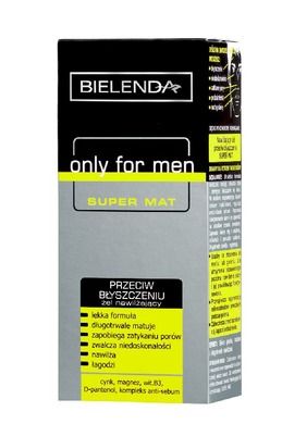 Bielenda, only for men Super Mat, żel nawilżający przeciw błyszczeniu się skóry, 50 ml