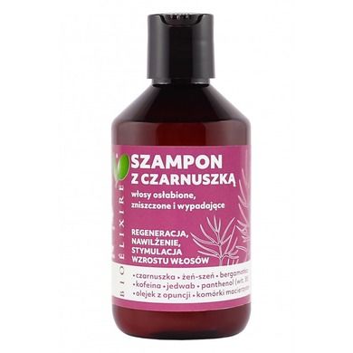 Bioelixire, szampon z czarnuszką do włosów osłabionych zniszczonych i wypadających, 300 ml