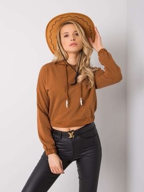 Bluza damska z kapturem, brązowa, Rue Paris