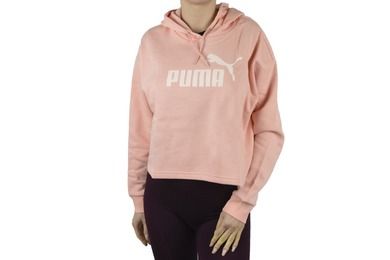 Bluza damska z kapturem, różowa, Puma Essential Cropped Logo Hoodie