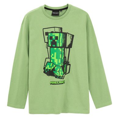 Bluzka chłopięca z długim rękawem, zielona, Minecraft