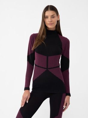 Bluzka termoaktywna damska z długim rękawem, różowo-czarna, 4F
