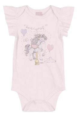 Body dziewczęce z krótkim rękawem, jasnoróżowe, Love yourself, Quimby