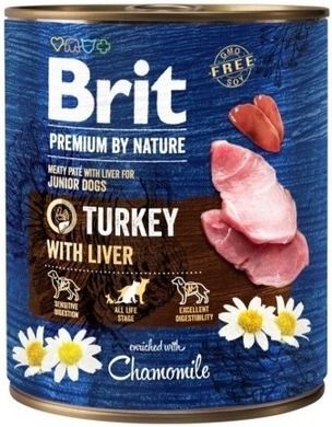 Brit, Premium by Nature, karma dla psów, indyk z wątróbką i rumiankiem, 800g