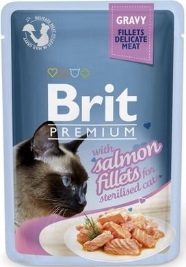 Brit Premium, Gravy Fillets, Sterilised, łosoś w sosie, saszetka da kota, 85g