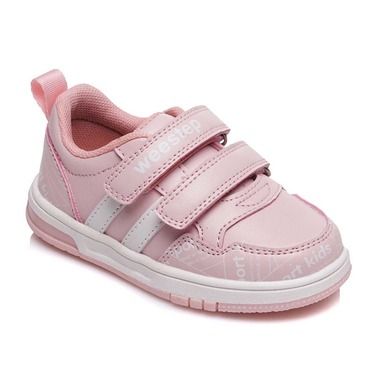 Buty sportowe dziewczęce, różowo-białe, skórzana wkładka, Weestep