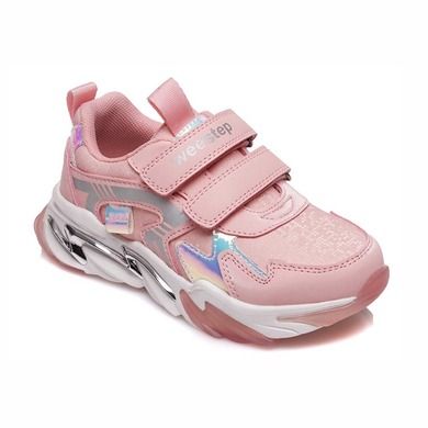 Buty sportowe dziewczęce, różowo-białe, skórzana wkładka, Weestep