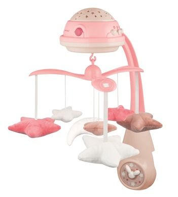 Canpol babies, karuzela elektryczna z projektorem i pozytywką, różowa