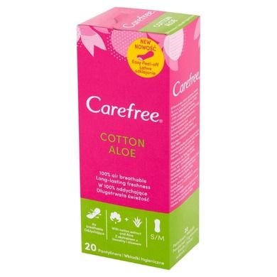 Carefree, Cotton Aloe, wkładki higieniczne, 20 szt.