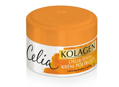 Celia, Kolagen, delikatny krem półtłusty do twarzy z nagietkiem, 50 ml