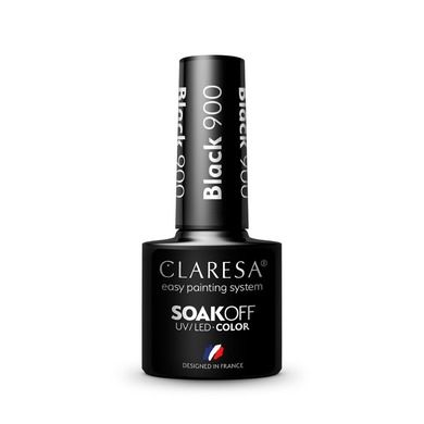 Claresa, Soak Off UV/LED Color, lakier hybrydowy, 900 Black, 5g