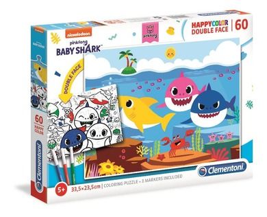 Clementoni, Baby Shark, Double Face, puzzle, 60 elementów