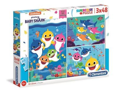 Clementoni, Super Color, Baby Shark, puzzle, 3-48 elementów